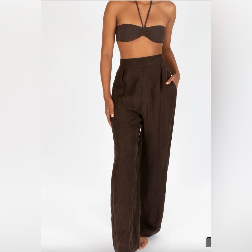 ANEMOS Elegant Espresso Wide-Leg Pants
